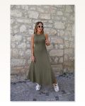 Kadın Arkadan çapraz Detay Yuvarlak Yaka Maksi Viskon Elbise Marketplace
