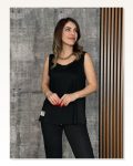 Kadın Viskon Askılı Yuvarlak Yaka İki İplik Bluz ve İkili Takım Eşofman Altı
