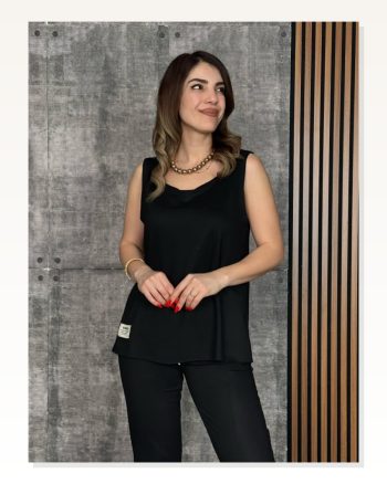 Kadın Viskon Askılı Yuvarlak Yaka İki İplik Bluz ve İkili Takım Eşofman Altı