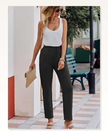 Kadın Beli Lastikli Keten Pantolon