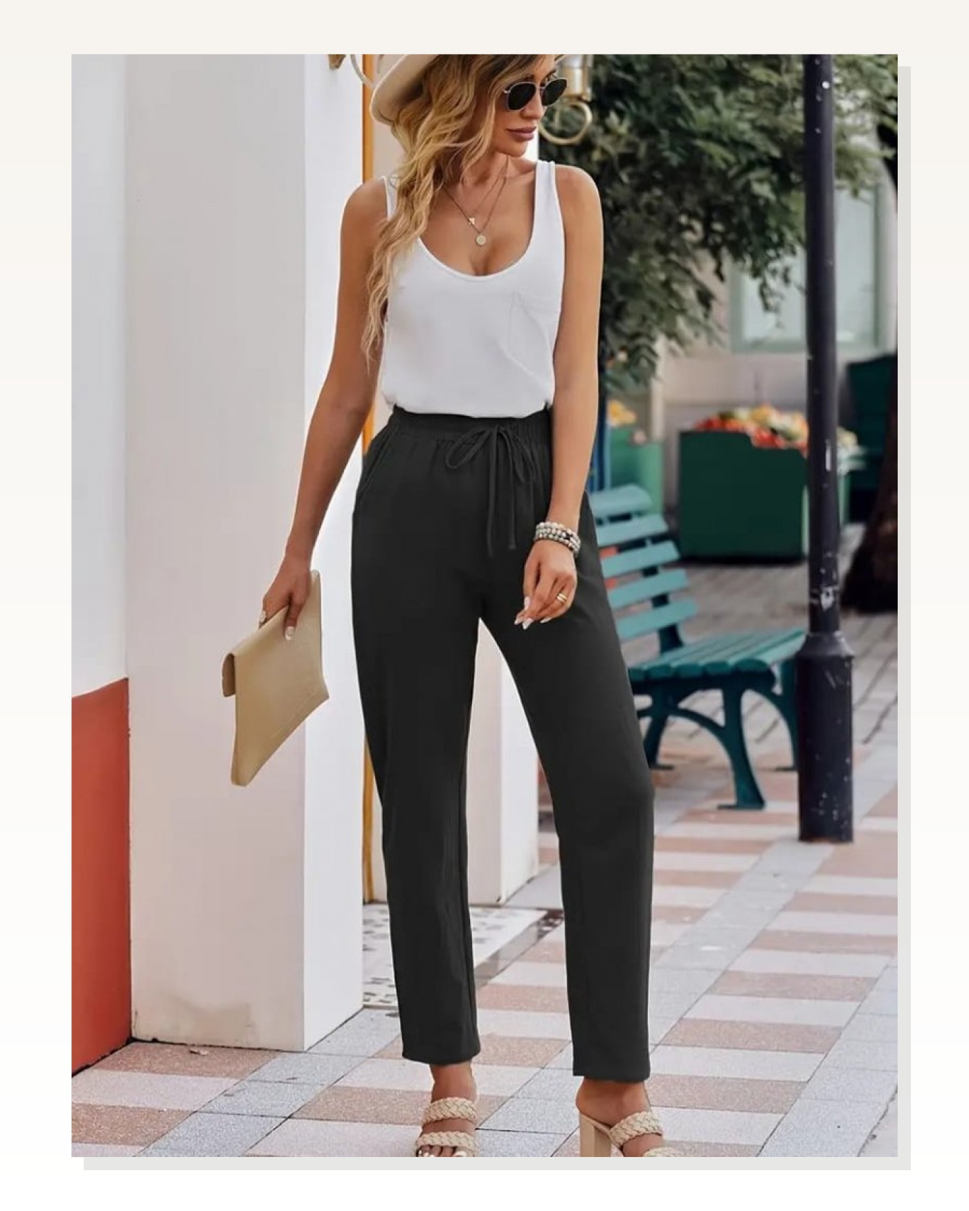 Kadın Beli Lastikli Keten Pantolon Marketplace blank
