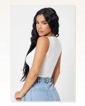 Kadın Beyaz Kare Yaka Crop Top Bluz