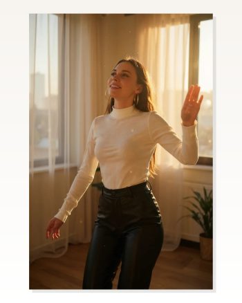 Kadın Modern Stil Beyaz Parmak Detaylı Esnek Uzun Kollu Body