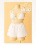 Kadın Kombin Şıklığı Beyaz Şortlu Belden ve Boyundan Bağlamalı Bikini ı Takım Marketplace