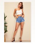 Kadın Modern Stil Beyaz Tek Omuz Crop Büstiyer