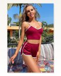 Kadın Rahat Duruş Bordo Askılı Crop Top ve Şortlu Takım Gecelik Marketplace
