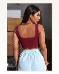 Kadın Modern Stil Bordo Kalın Askılı Crop Top Büstiyer