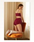 Kadın Rahat Duruş Bordo Şortlu Kaşkorse Takım Gecelik Marketplace