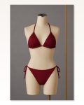 Kadın Kombin Şıklığı Bordo Yandan ve Boyundan Bağlamalı Bikini Mayo I Takım