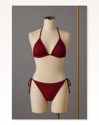 Kadın Kombin Şıklığı Bordo Yandan ve Boyundan Bağlamalı Bikini Mayo I Takım