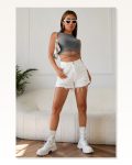 Kadın Modern Stil Gri Çapraz Bağlamalı Crop Top Büstiyer