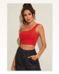 Kadın Modern Stil Kırmızı Tek Omuz Crop Büstiyer Marketplace