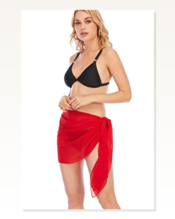 Kadın Modern Stil Kırmızı Transparan Belden Bağlamalı Pareo