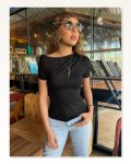 Kadın Kısa Kollu Tek Omuzu Açık Büzgülü Viskon Bluz