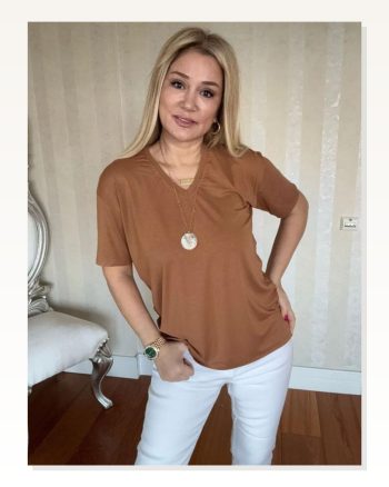Kadın Kısa Kollu V Yaka Bluz