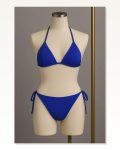 Kadın Kombin Şıklığı Mavi Yandan ve Boyundan Bağlamalı Bikini Mayo I Takım