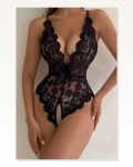 Kadın Modern Stil Özel Bölgesi Açık Dantelli Siyah Fantazi Babydoll TM1277