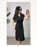 Kadın Polo Yaka çift Yırtmaç Detay Modal Kumaş Midi Boy Elbise Marketplace