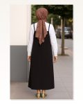 Kadın Zarif Duruş Siyah Basic Ayarlanabilir Askılı Jile Elbise Marketplace