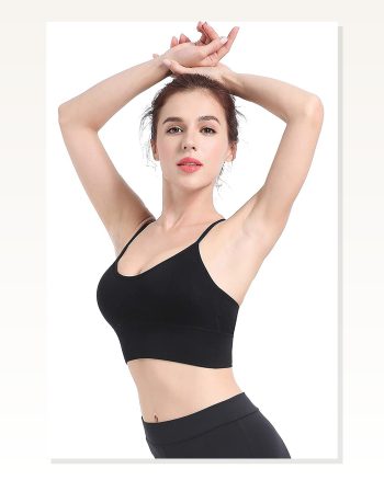 Kadın Modern Stil Siyah Çarpraz İpli Spor Büstiyer