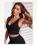 Kadın Zarif Dokunuş Siyah Derin Göğüs Dekolteli Şık Crop Top Bluz
