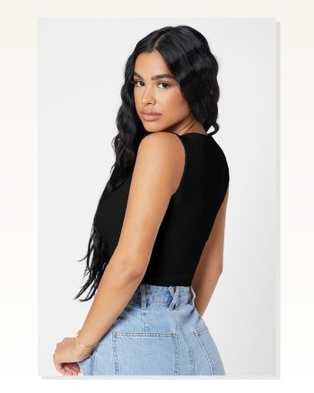 Kadın Zarif Dokunuş Siyah Kare Yaka Crop Top Bluz