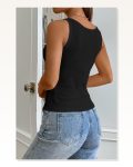 Kadın Siyah Kolsuz Kalın Askılı Uzun Crop Top Bluz Atlet