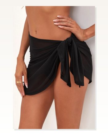 Kadın Modern Stil Siyah Transparan Belden Bağlamalı Pareo