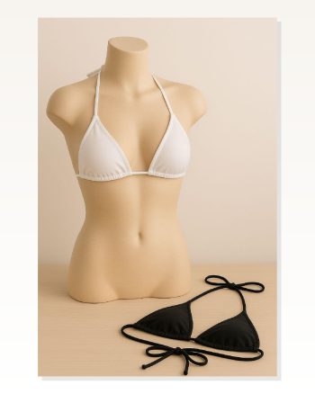 Kadın Modern Stil Siyah ve Beyaz Minimal Kesim Üçgen Bikini Üstü