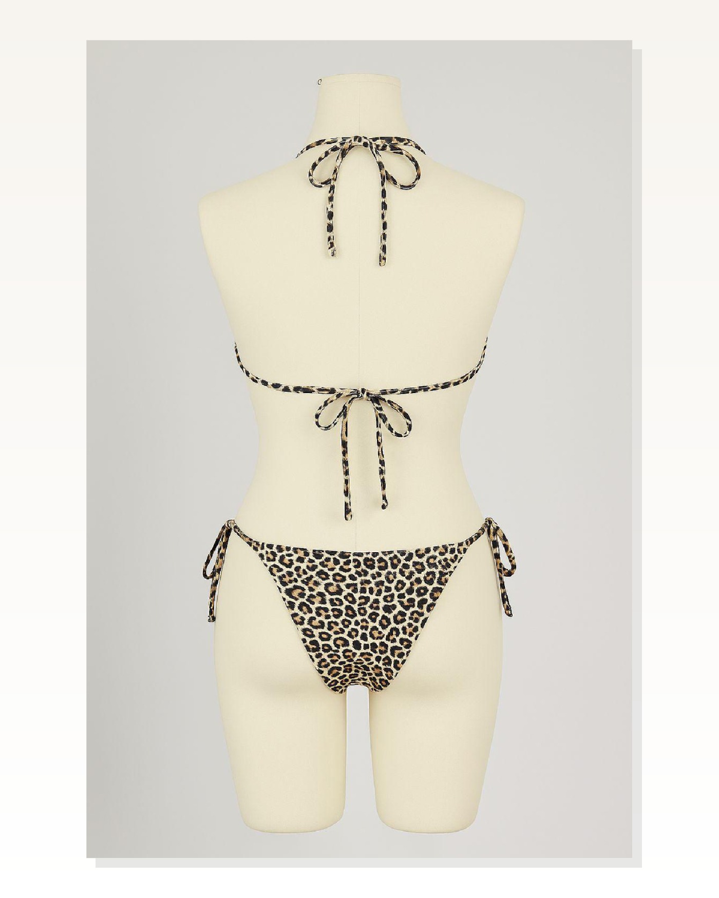 Kadın Kombin Şıklığı Siyah ve Leopar Detaylı Yandan Bağlamalı Bikini ı Takım Marketplace blank