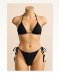 Kadın Kombin Şıklığı Siyah Yandan ve Boyundan Bağlamalı Bikini Mayo ı Takım Marketplace
