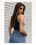 Kadın Zarif Dokunuş Siyah Yarım Fermuarlı Sıfır Kol Crop Top Bluz Marketplace