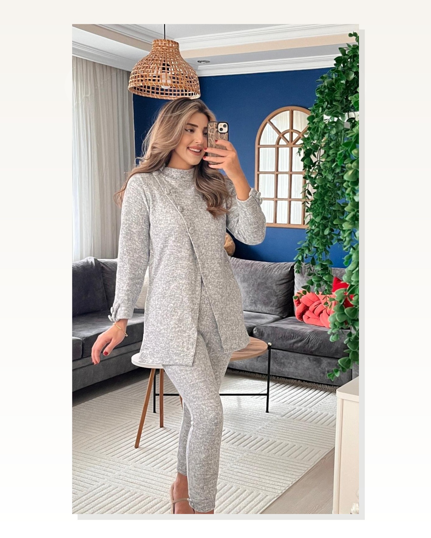 Kadın Uzun Kollu Balıkçı Yaka önden Düğmeli Bluz Ve Pantolon Yumoş Ikili Takım Marketplace blank