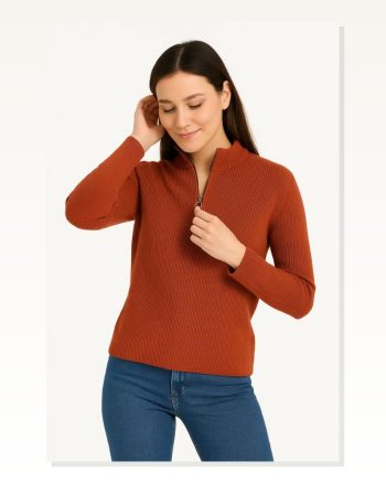 Kadın Selanik Örgü Salaş Stil Kiremit Dik Yaka, Pamuklu Dokuma, Oversize Uzun Kollu Kışlık Model Yarım