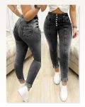 Kadın Yüksek Bel Önden Düğmeli Jean Pantolon