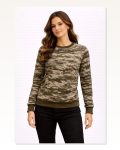 Kadın Desenli Günlük Stil Kamuflaj 2 İplik 4 Mevsim Uzun Kollu Bisiklet Yaka Sweatshirt
