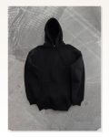 Kadın Sokak Stili Siyah Kapüşonlu Üç İplik Penye Basic Sweatshirt