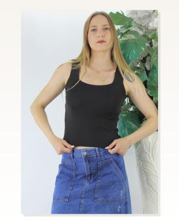 Kadın Kare Yaka Triko Siyah LKS1230.28 Atlet