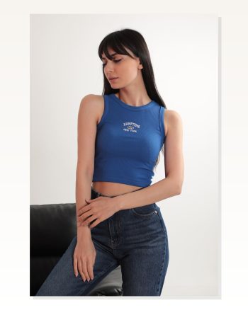 Kadın Kaşkorse Kumaş Newyork Nakışlı Crop-saks