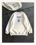 Kadın Baskılı Günlük Stil Beyaz Kışlık Bisiklet Yaka Sweatshirt