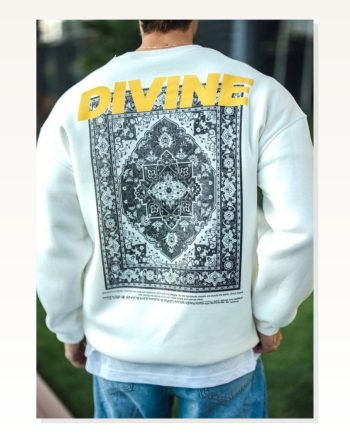 Kadın Baskılı Günlük Stil Beyaz Kışlık Bisiklet Yaka Sweatshirt