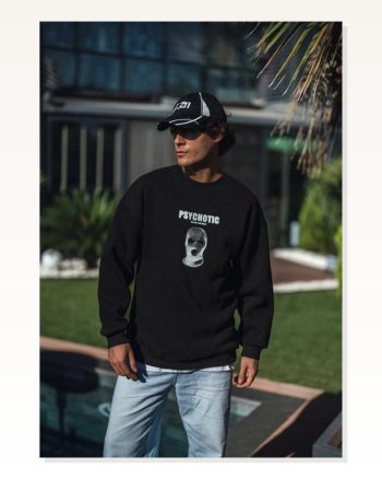Kadın Baskılı Günlük Stil Siyah Kışlık Bisiklet Yaka Sweatshirt