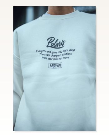 Kadın Arka Baskılı Günlük Stil Beyaz Kışlık Bisiklet Yaka Ön ve Sweatshirt