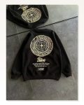 Kadın Arka Baskılı Günlük Stil Siyah Kışlık Bisiklet Yaka Ön ve Sweatshirt