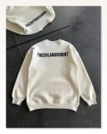 Kadın Baskılı Günlük Stil Beyaz Kışlık Bisiklet Yaka Oversize Sweatshirt