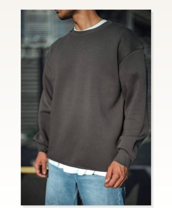 Kışlık Bisiklet Yaka Üç İplik Basic Sweatshirt Antrasit