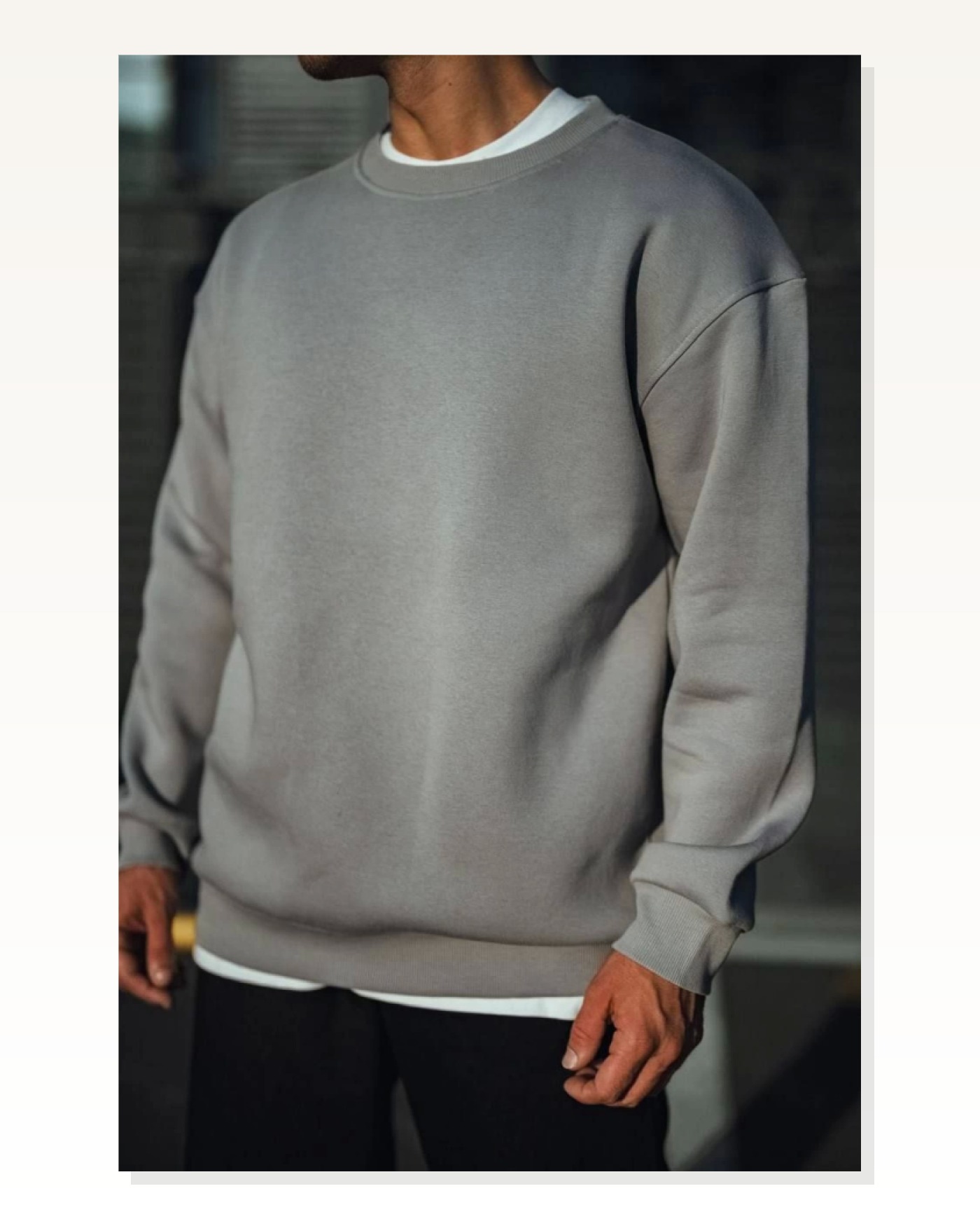 Kışlık Bisiklet Yaka Üç İplik Basic SweatShirt - Boyalı Gri Marketplace blank