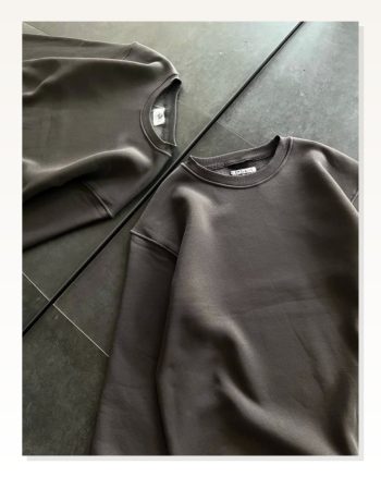 Kadın Günlük Stil Füme Kışlık Bisiklet Yaka Üç İplik Basic Sweatshirt