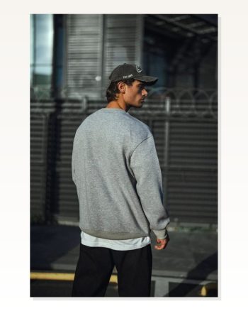 Kadın Günlük Stil Gri Kışlık Bisiklet Yaka Üç İplik Basic Sweatshirt