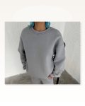 Kadın Günlük Stil Gri Kışlık Bisiklet Yaka Üç İplik Basic Sweatshirt Marketplace